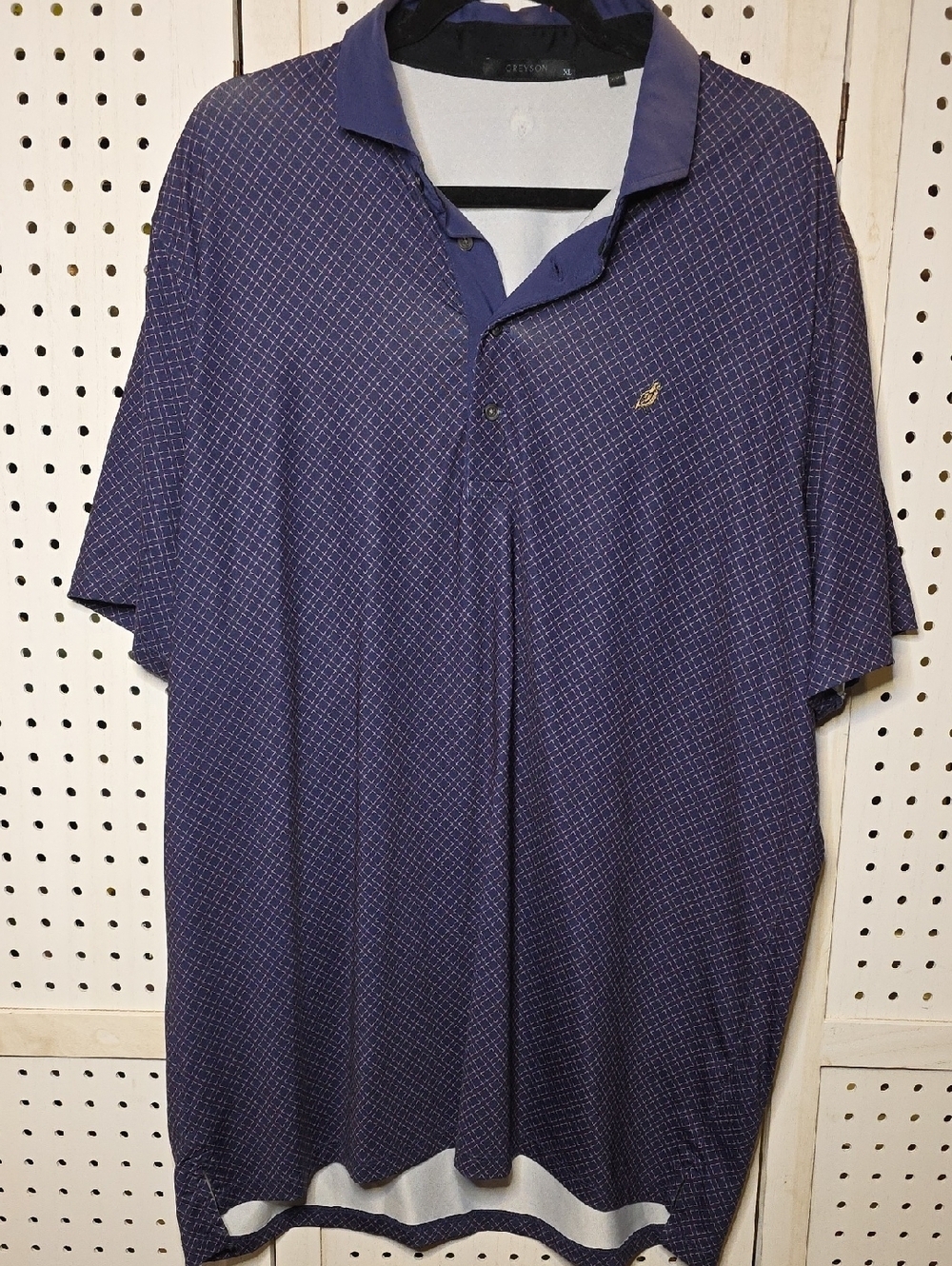 Greyson Navy Patterned Polo Shirt XL Performance